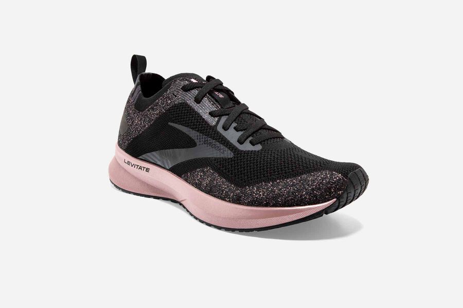 Brooks Running Shoes - Levitate 4 Road Womens - Black/Pink - USN-563429